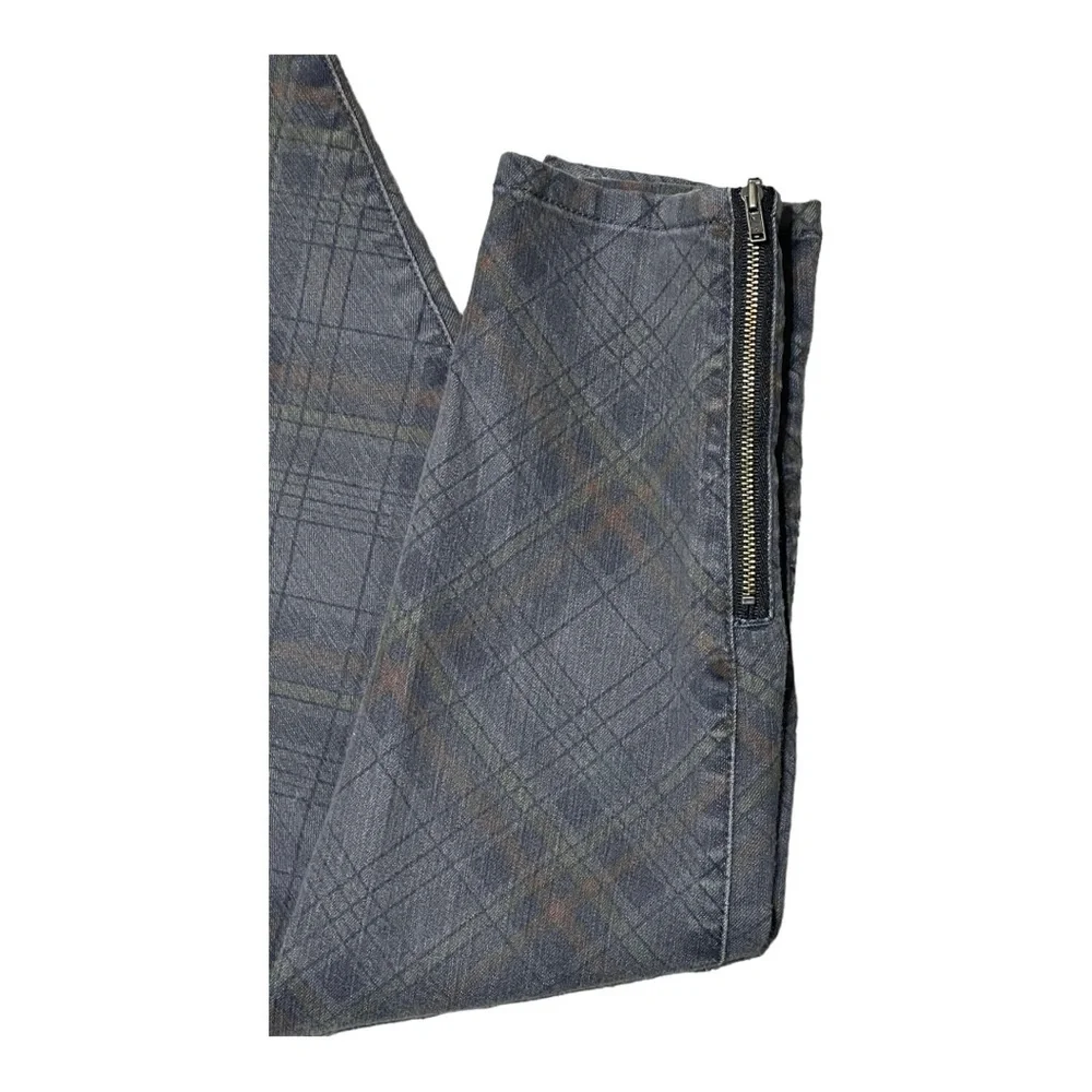 PrAna Skinny Ankle Zip Jeans Women’s Sz 4 Ash Gray Plaid Low Rise Stretch Denim